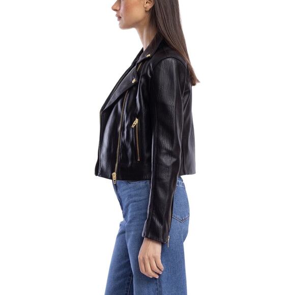 Blank NYC Moto Vegan Faux Leather Biker Motorcycle Jacket in Black Size Medium - Picture 4 of 14